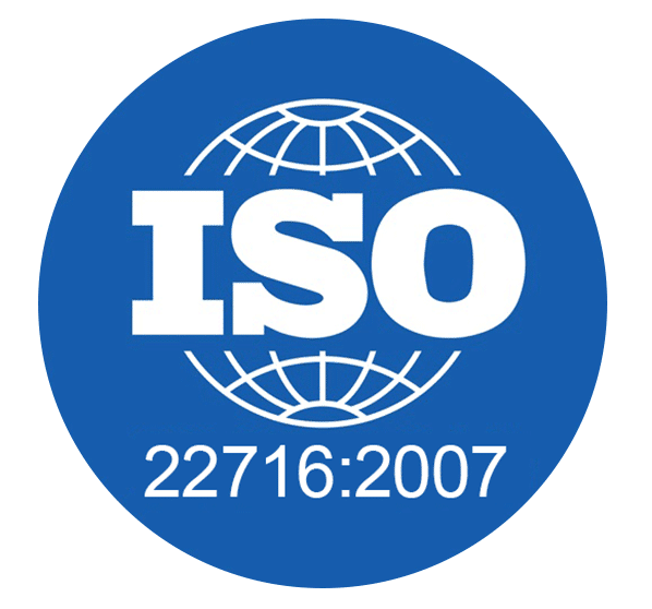 ISO 22716:2007 certification badge